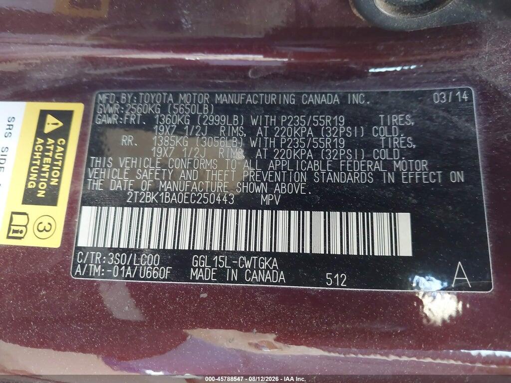2T2BK1BA0EC250443 2014 LEXUS RX 350 photo no. 9