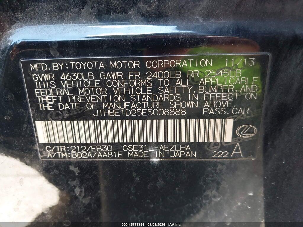 JTHBE1D25E5008888 2014 LEXUS IS 350 photo no. 9