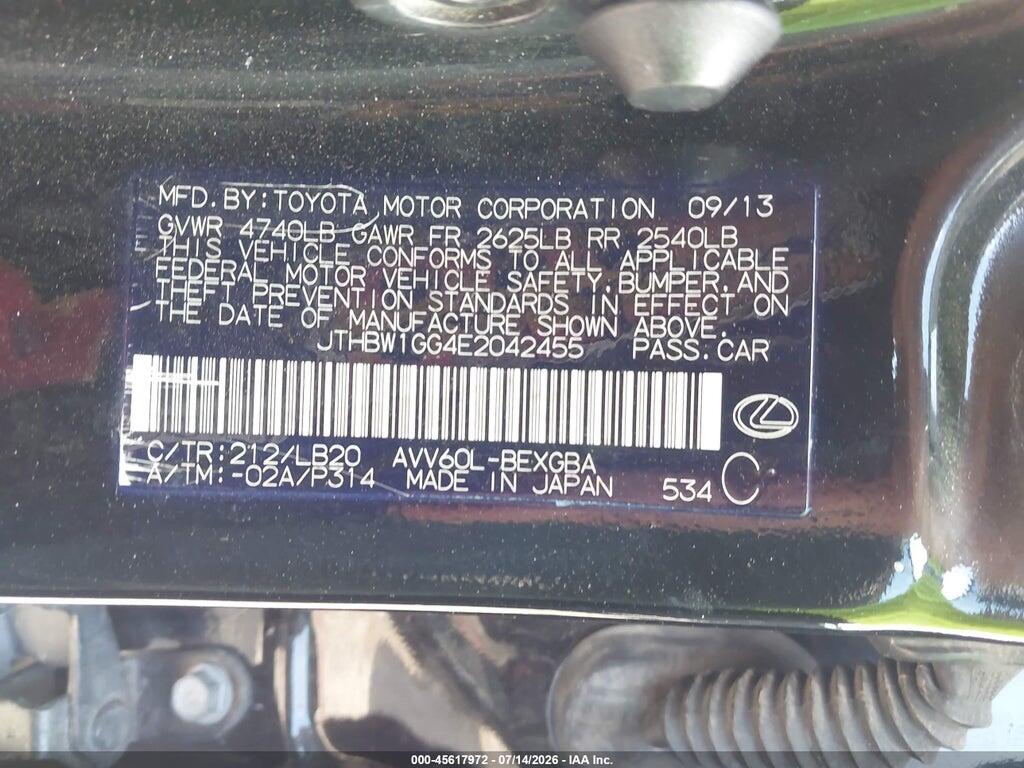 JTHBW1GG4E2042455 2014 LEXUS ES 300H photo no. 8