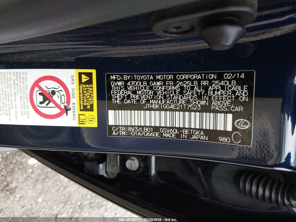 JTHBK1GG4E2117523 2014 LEXUS ES 350 photo no. 9