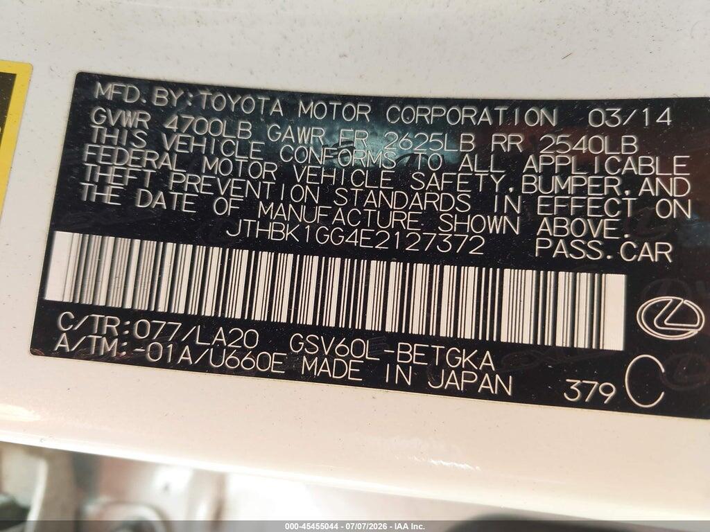 JTHBK1GG4E2127372 2014 LEXUS ES 350 photo no. 9