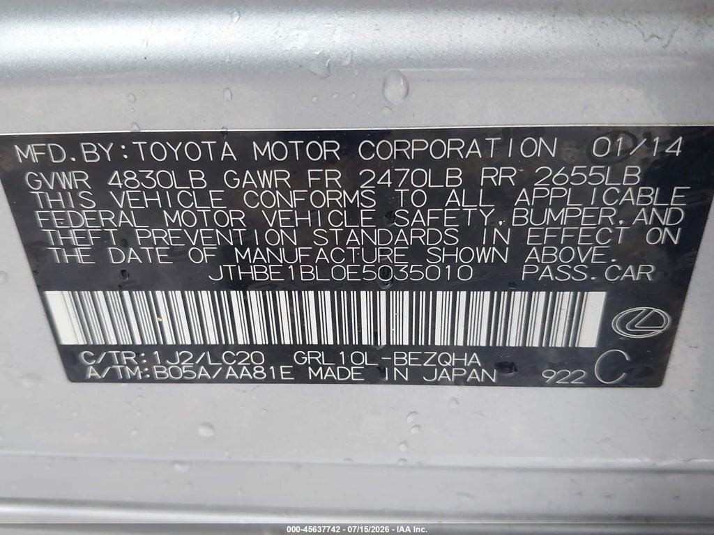JTHBE1BL0E5035010 2014 LEXUS GS 350 photo no. 9
