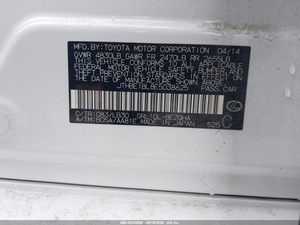 JTHBE1BL8E5038625 2014 LEXUS GS 350 photo no. 9