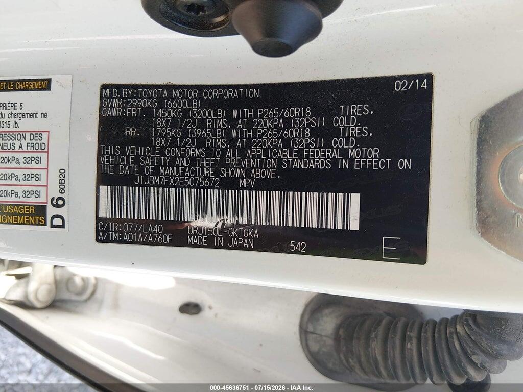 JTJBM7FX2E5075672 2014 LEXUS GX 460 photo no. 9