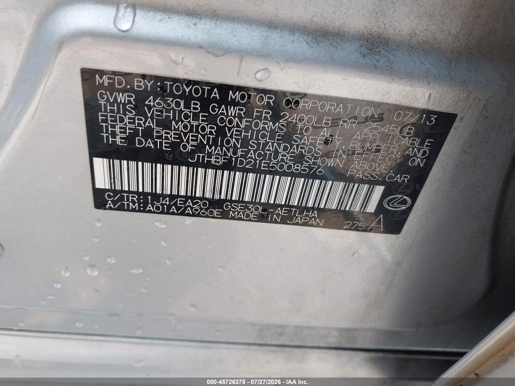 JTHBF1D21E5008576 2014 LEXUS IS 250 photo no. 9