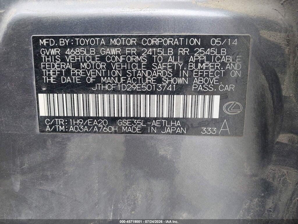 JTHCF1D29E5013741 2014 LEXUS IS 250 photo no. 9