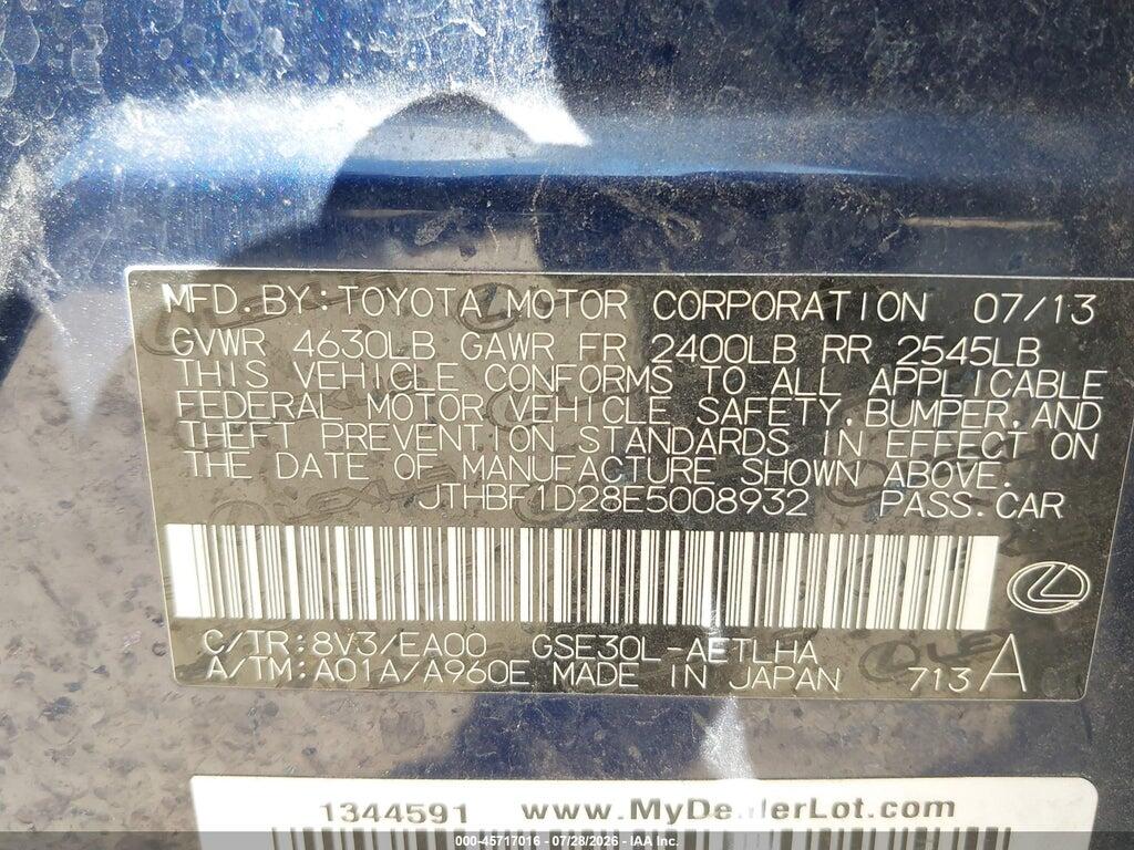JTHBF1D28E5008932 2014 LEXUS IS 250 photo no. 9