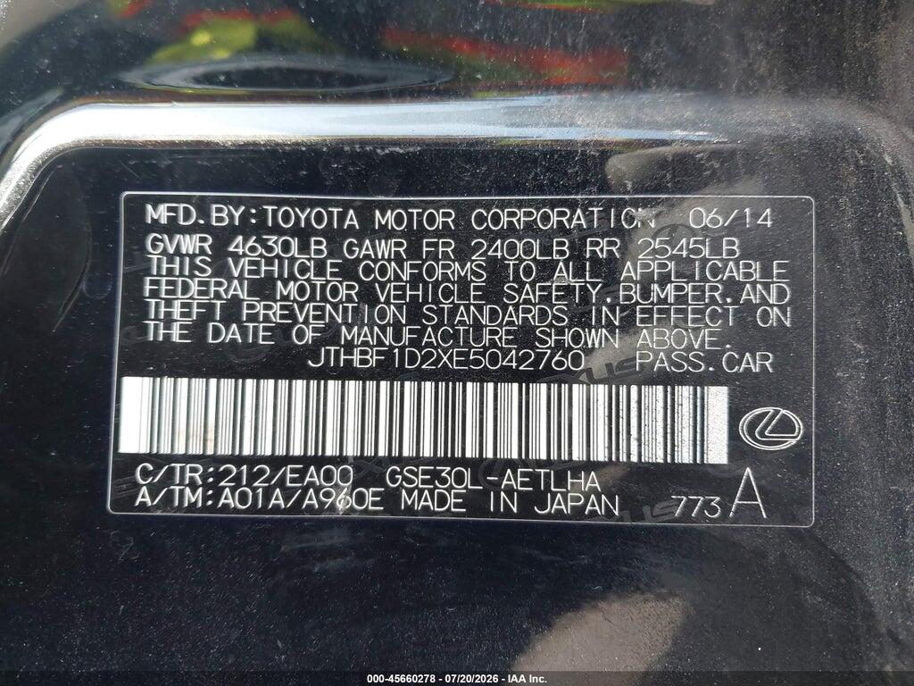 JTHBF1D2XE5042760 2014 LEXUS IS 250 photo no. 9