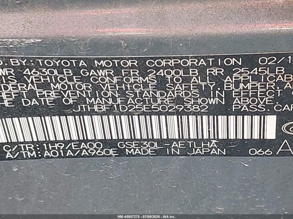 JTHBF1D25E5029382 2014 LEXUS IS 250 photo no. 9