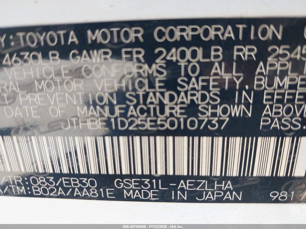 JTHBE1D25E5010737 2014 LEXUS IS 350 photo no. 9