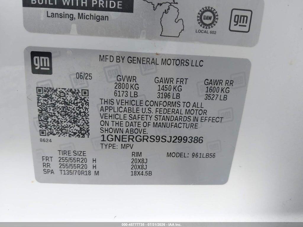 1GNERGRS9SJ299386 2025 CHEVROLET TRAVERSE photo no. 9