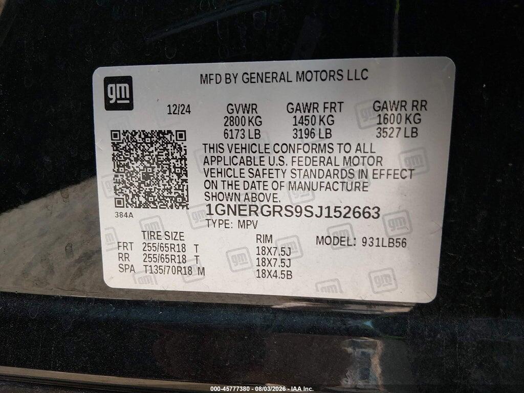 1GNERGRS9SJ152663 2025 CHEVROLET TRAVERSE photo no. 9