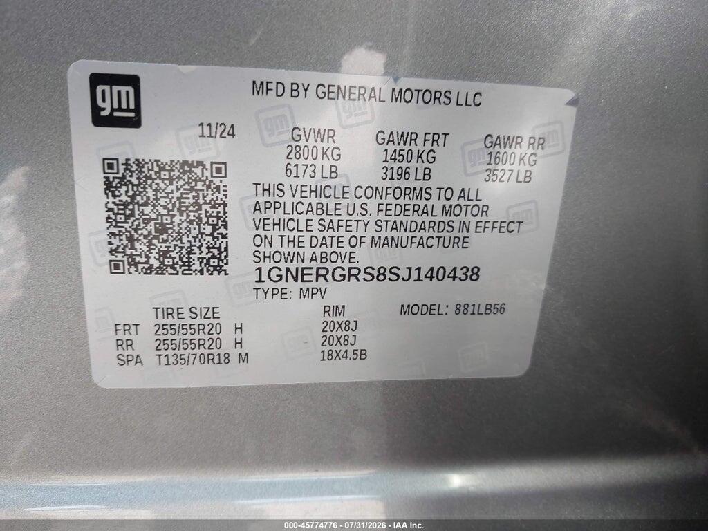 1GNERGRS8SJ140438 2025 CHEVROLET TRAVERSE photo no. 9