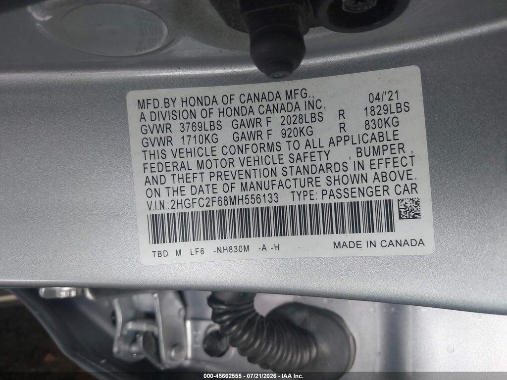 2HGFC2F68MH556133 2021 HONDA CIVIC photo no. 9