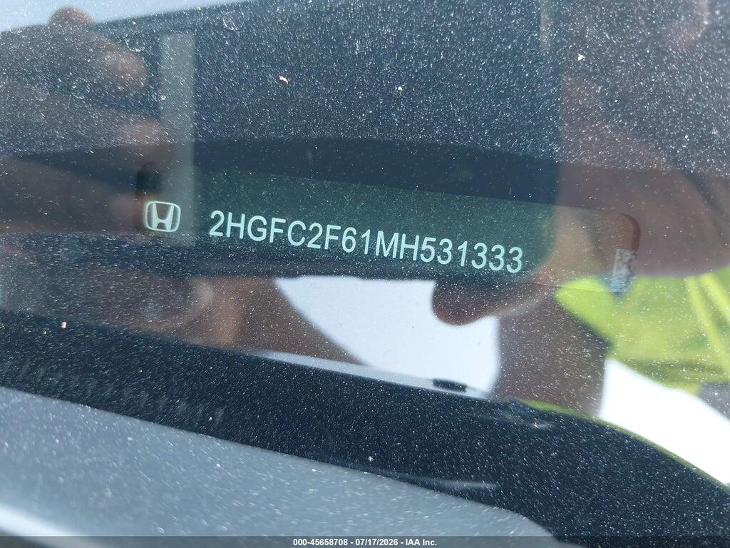 2HGFC2F61MH531333 2021 HONDA CIVIC photo no. 9