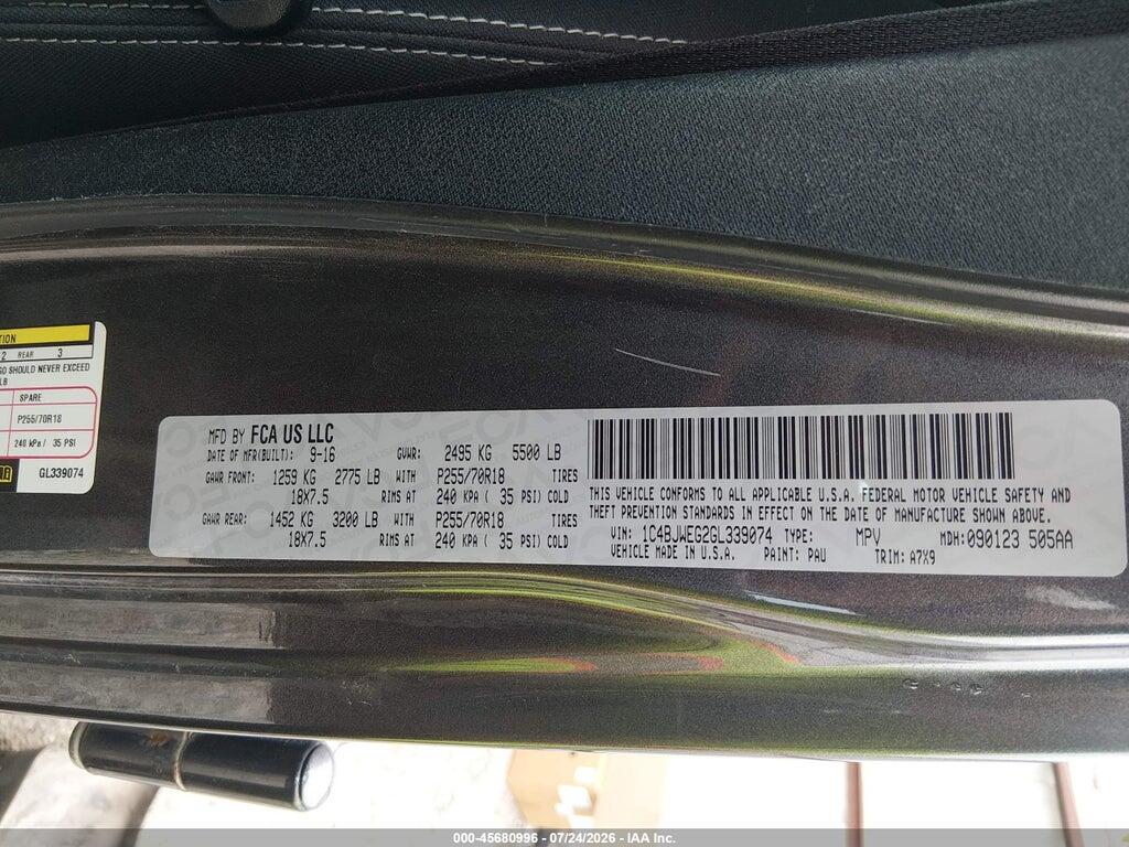1C4BJWEG2GL339074 2016 JEEP WRANGLER UNLIMITED photo no. 9