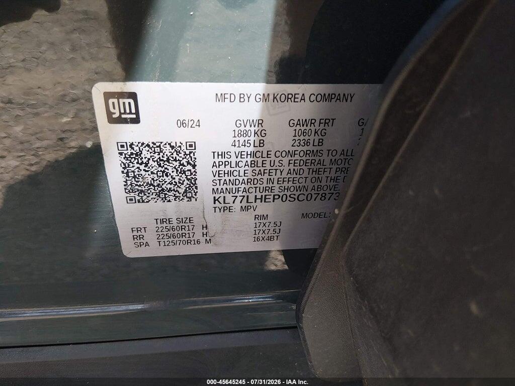 KL77LHEP0SC078738 2025 CHEVROLET TRAX photo no. 9