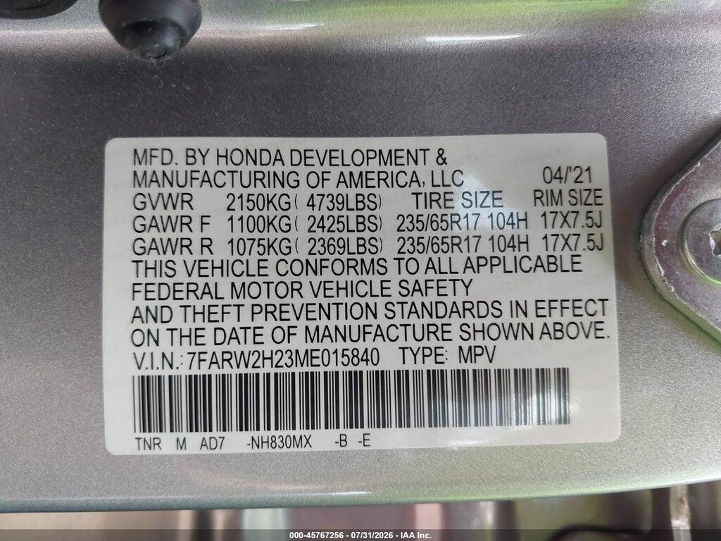 7FARW2H23ME015840 2021 HONDA CR-V photo no. 9