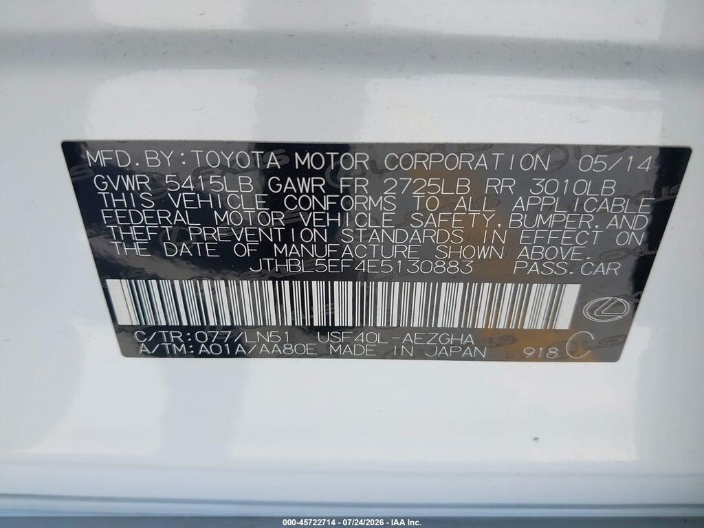 JTHBL5EF4E5130883 2014 LEXUS LS 460 photo no. 9