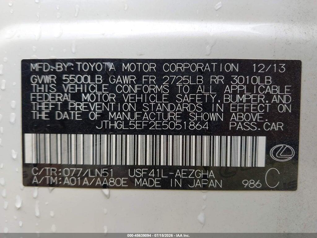 JTHGL5EF2E5051864 2014 LEXUS LS 460 photo no. 9