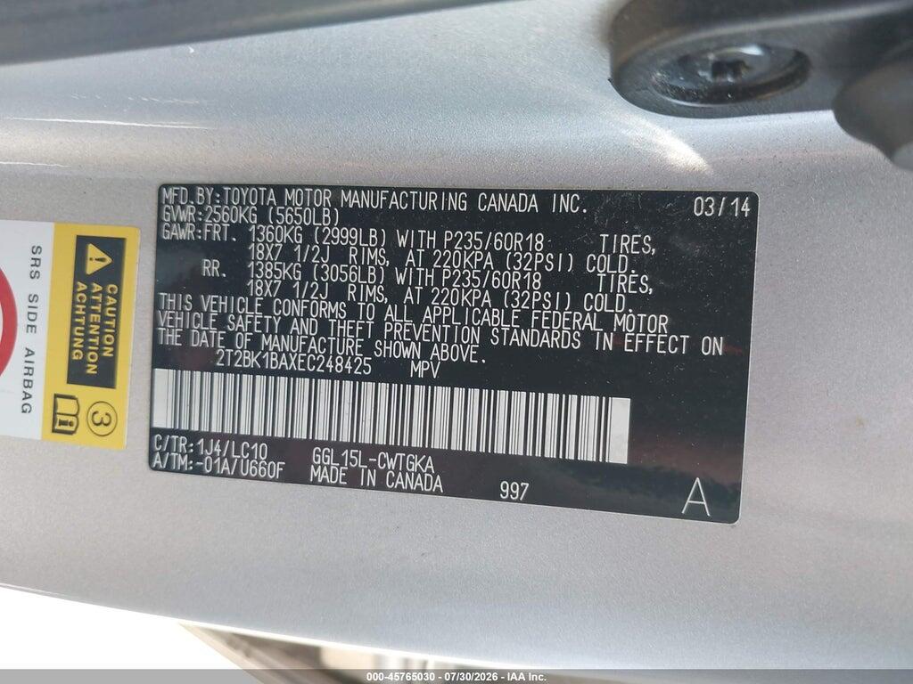 2T2BK1BAXEC248425 2014 LEXUS RX 350 photo no. 9