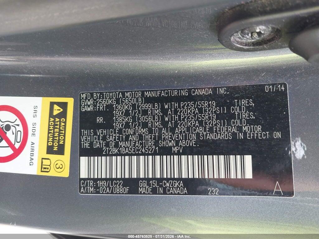 2T2BK1BA5EC245271 2014 LEXUS RX 350 photo no. 9