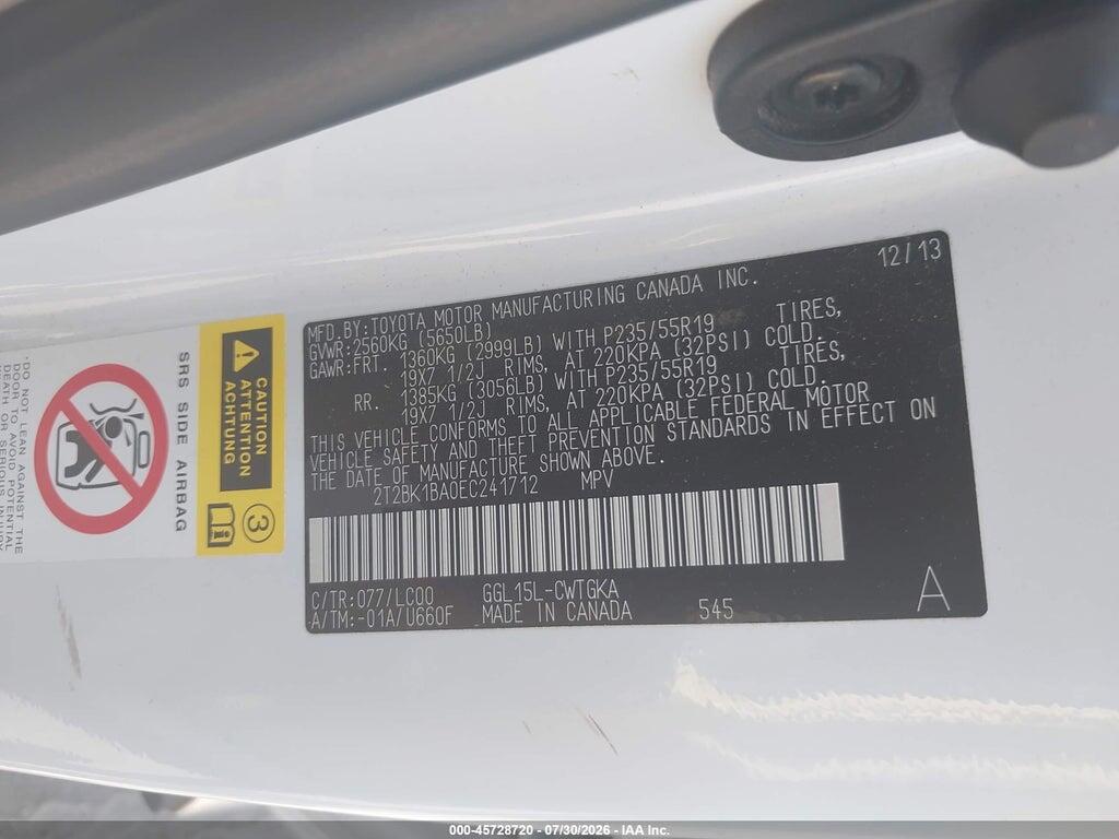 2T2BK1BA0EC241712 2014 LEXUS RX 350 photo no. 9