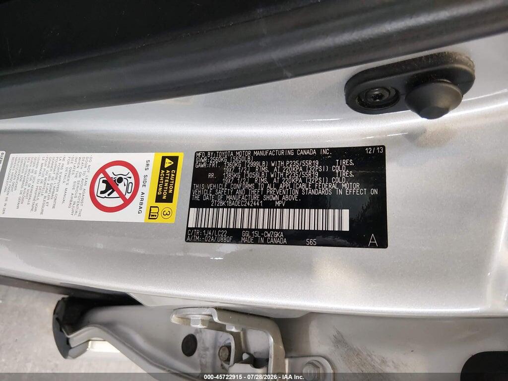 2T2BK1BA0EC242441 2014 LEXUS RX 350 photo no. 9