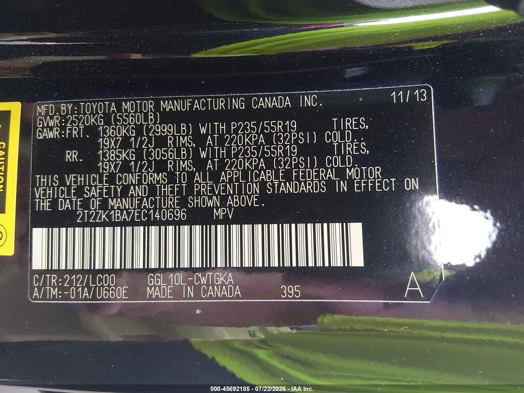 2T2ZK1BA7EC140696 2014 LEXUS RX 350 photo no. 9
