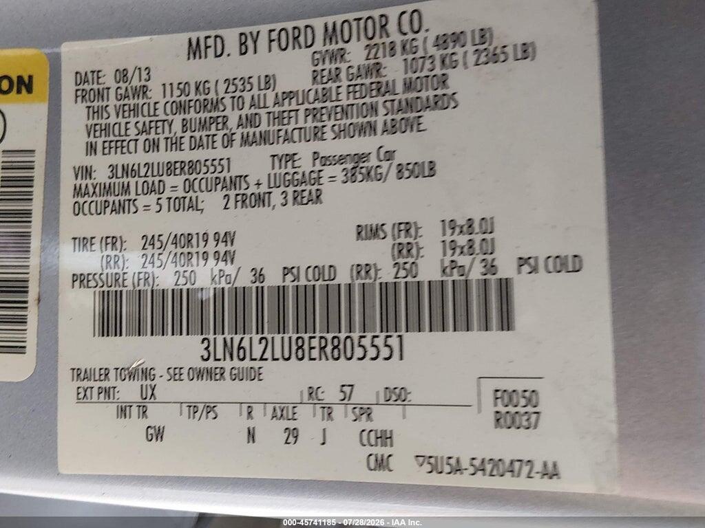 3LN6L2LU8ER805551 2014 LINCOLN MKZ HYBRID photo no. 9