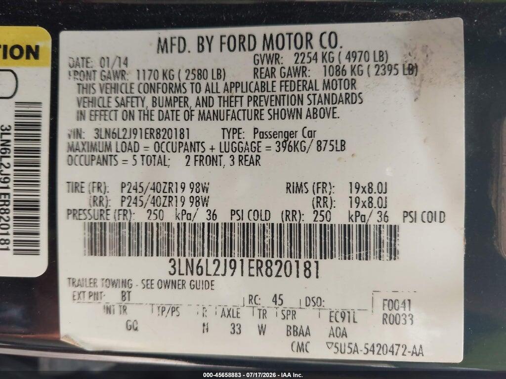 3LN6L2J91ER820181 2014 LINCOLN MKZ photo no. 9