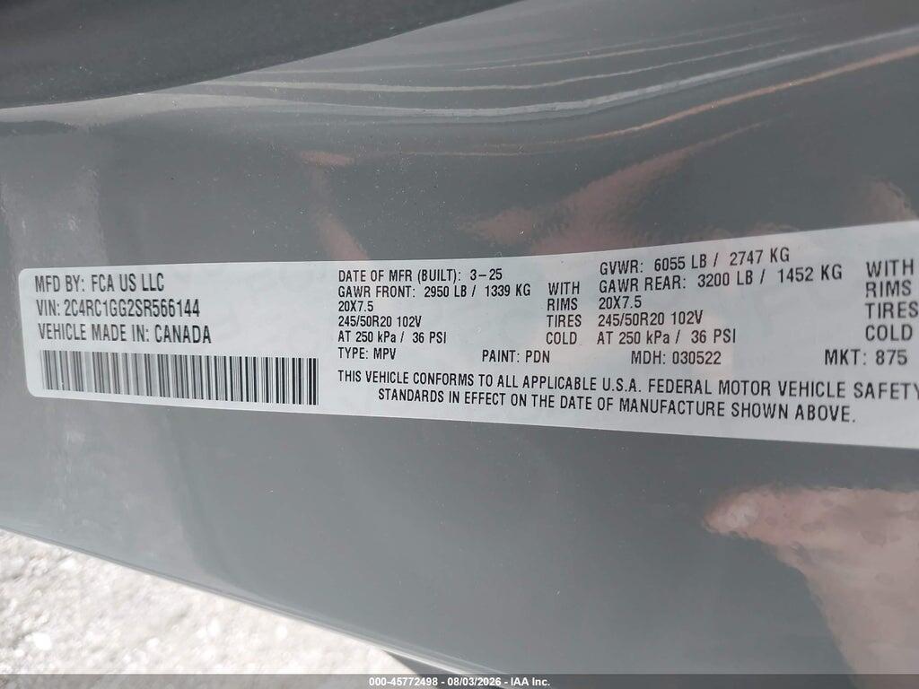 2C4RC1GG2SR566144 2025 CHRYSLER PACIFICA photo no. 9
