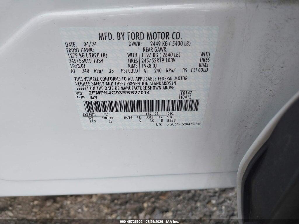 2FMPK4G93RBB27014 2024 FORD EDGE photo no. 9