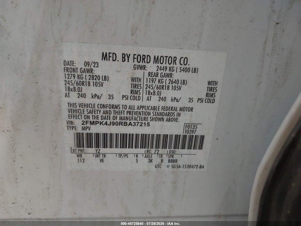 2FMPK4J90RBA37215 2024 FORD EDGE photo no. 9