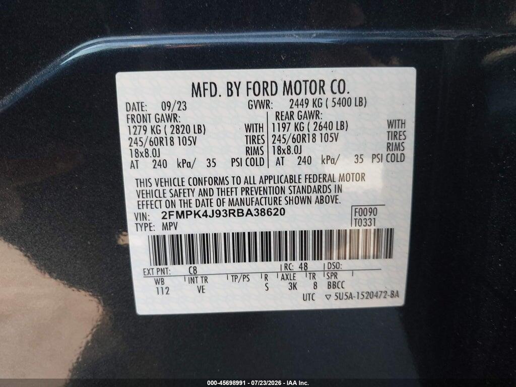 2FMPK4J93RBA38620 2024 FORD EDGE photo no. 9
