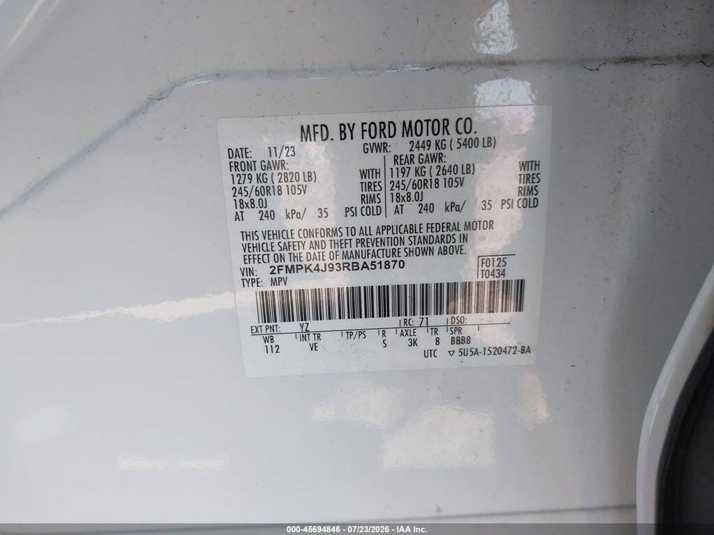 2FMPK4J93RBA51870 2024 FORD EDGE photo no. 9
