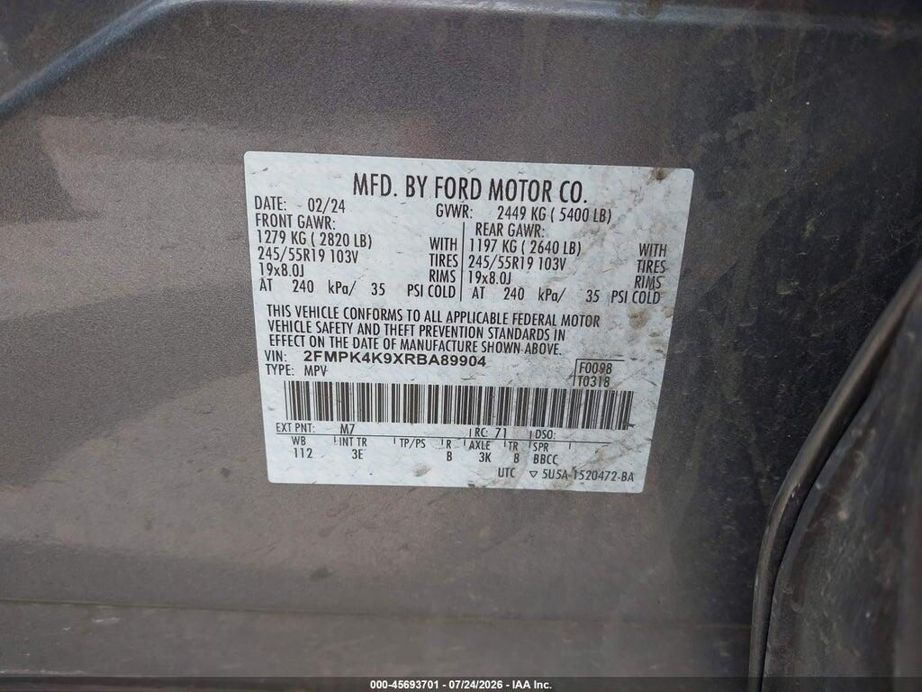 2FMPK4K9XRBA89904 2024 FORD EDGE photo no. 9