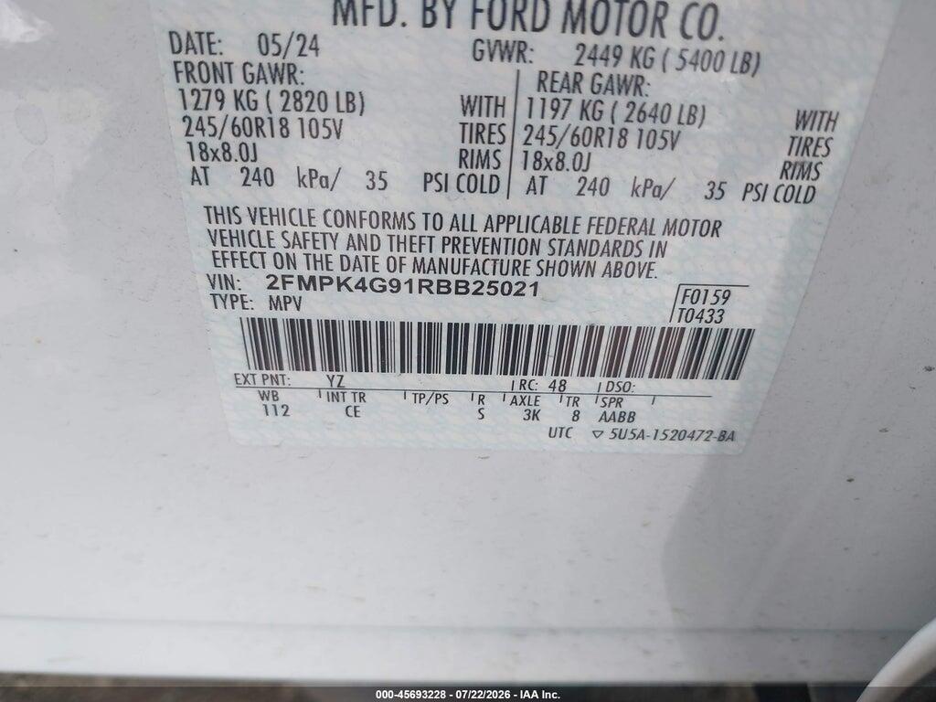 2FMPK4G91RBB25021 2024 FORD EDGE photo no. 9