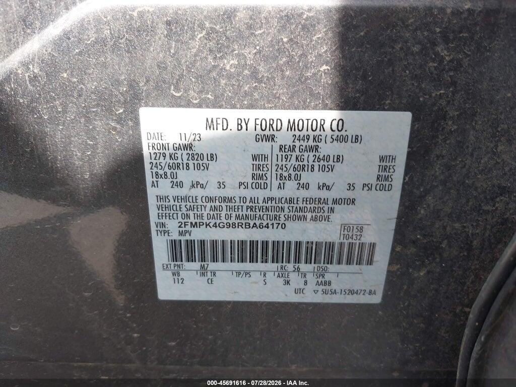 2FMPK4G98RBA64170 2024 FORD EDGE photo no. 9