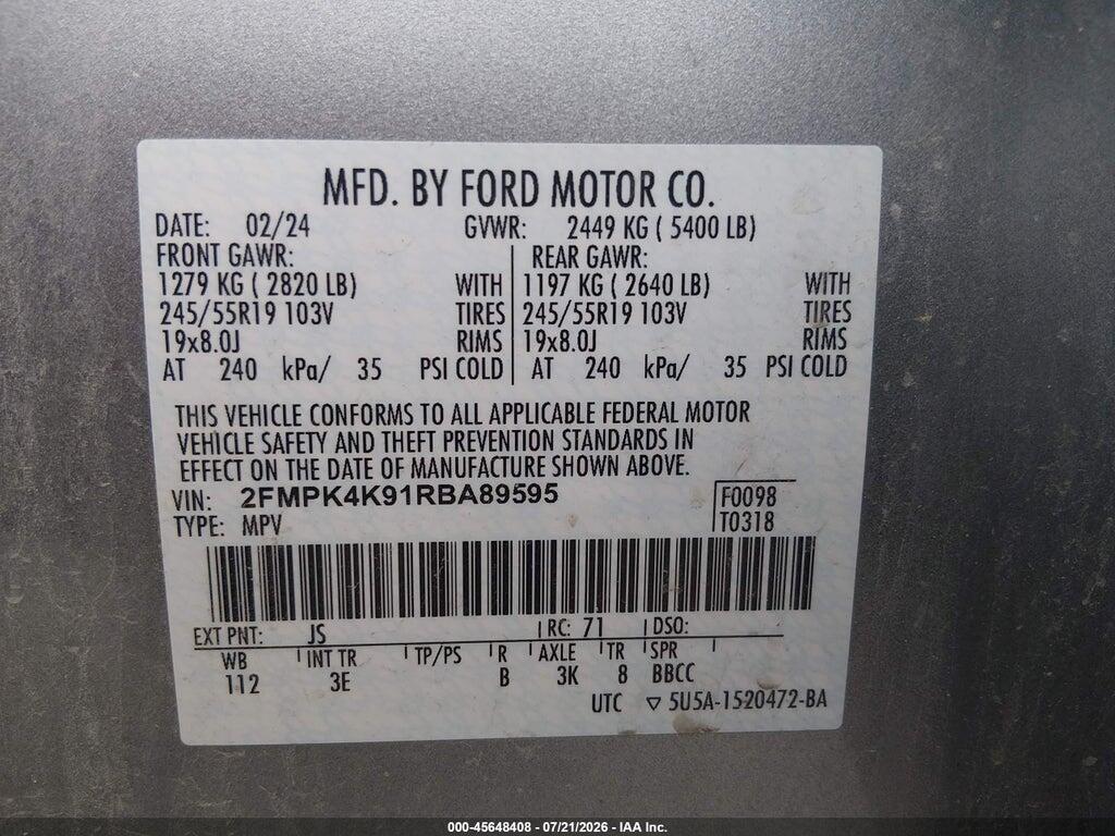 2FMPK4K91RBA89595 2024 FORD EDGE photo no. 9