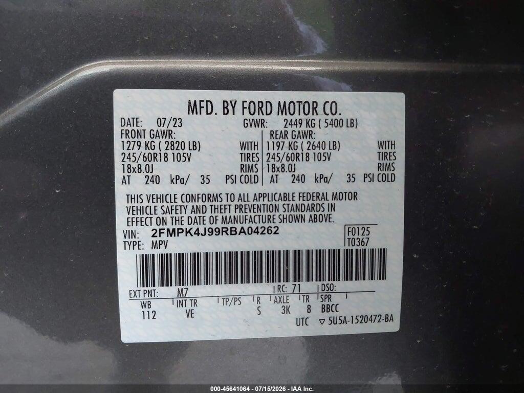 2FMPK4J99RBA04262 2024 FORD EDGE photo no. 9