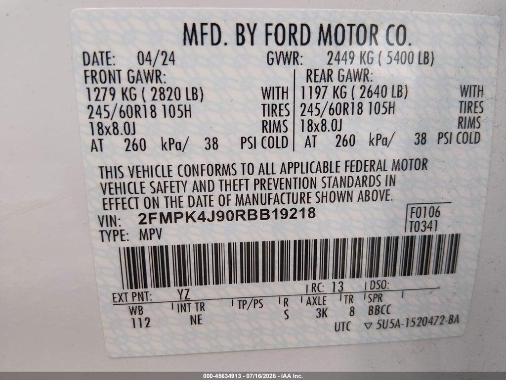 2FMPK4J90RBB19218 2024 FORD EDGE photo no. 9