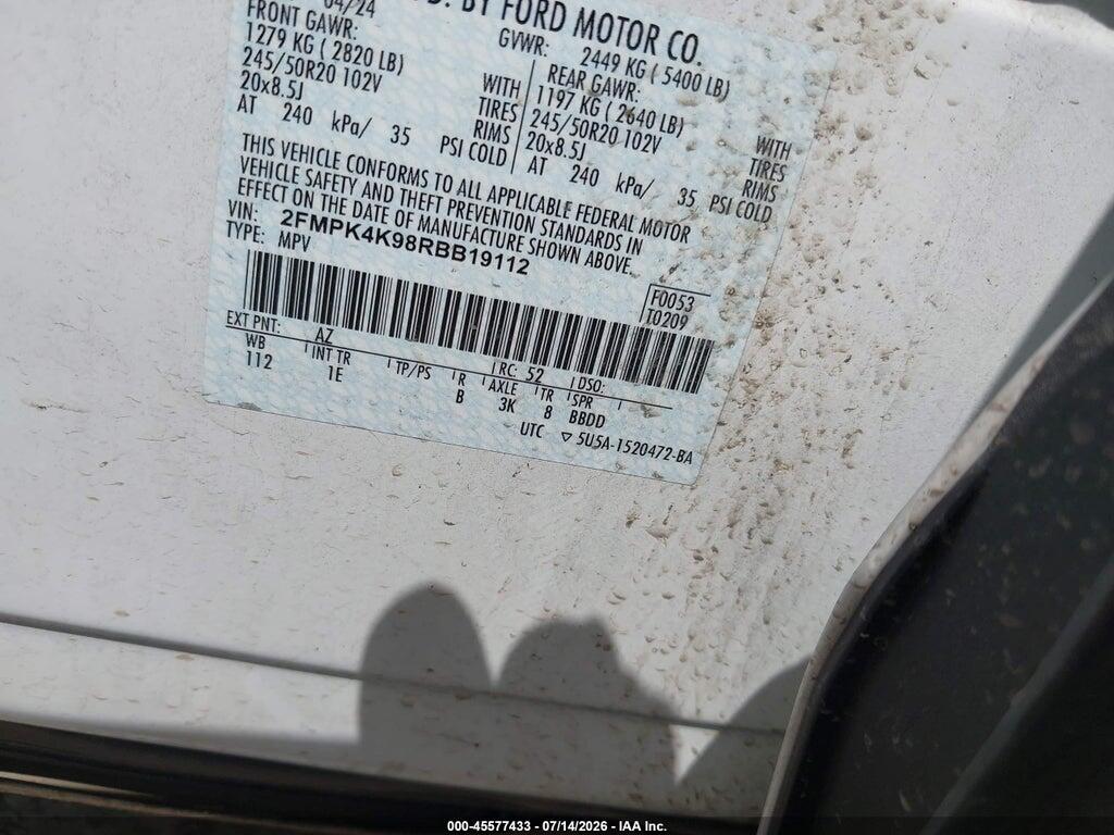 2FMPK4K98RBB19112 2024 FORD EDGE photo no. 9