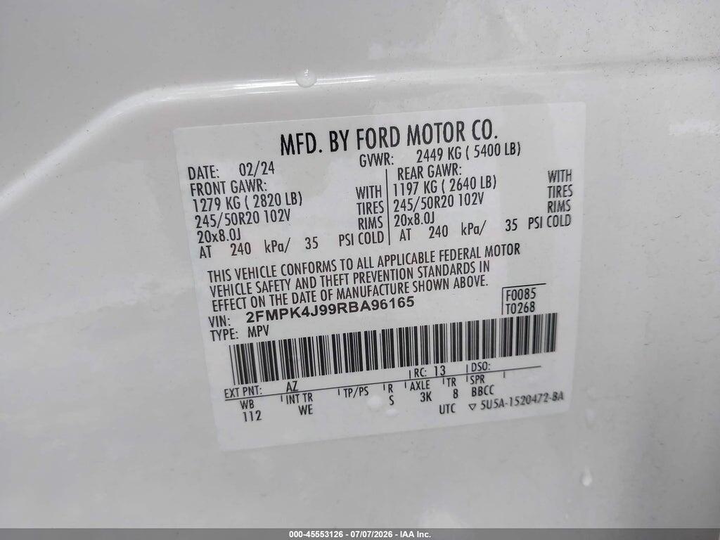 2FMPK4J99RBA96165 2024 FORD EDGE photo no. 9