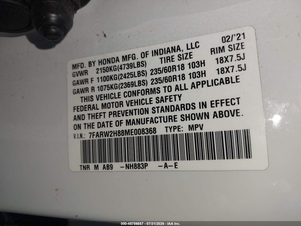 7FARW2H88ME008368 2021 HONDA CR-V photo no. 9
