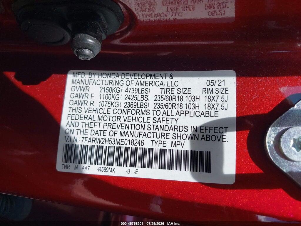 7FARW2H53ME018246 2021 HONDA CR-V photo no. 9