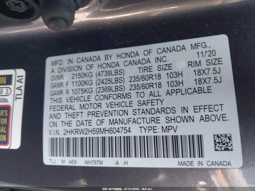 2HKRW2H59MH604754 2021 HONDA CR-V photo no. 9
