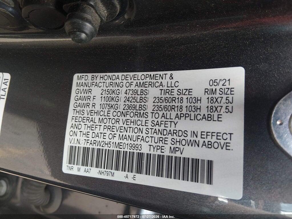 7FARW2H51ME019993 2021 HONDA CR-V photo no. 9