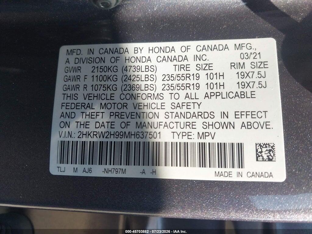 2HKRW2H99MH637501 2021 HONDA CR-V photo no. 9