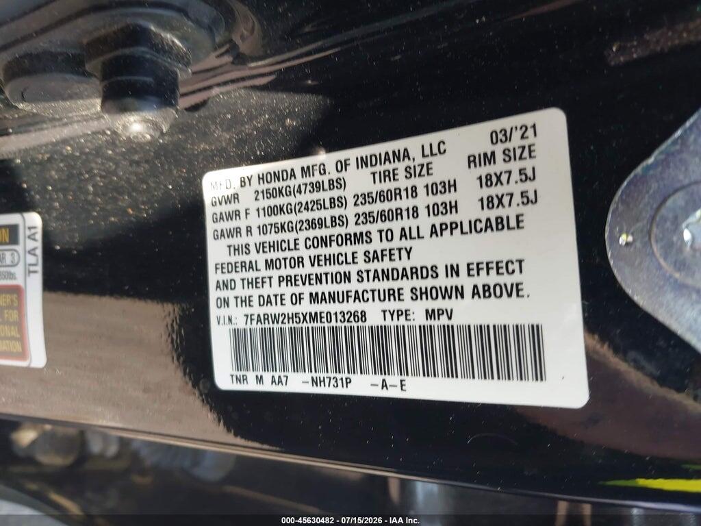 7FARW2H5XME013268 2021 HONDA CR-V photo no. 9